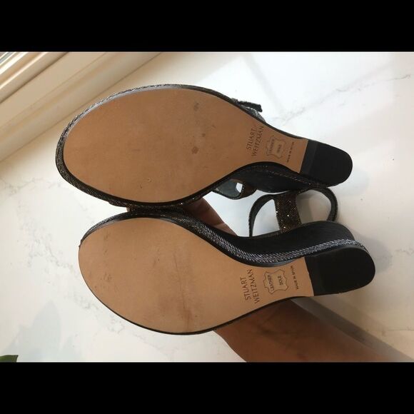 šāStuart WeitzmanĀ Platform Sparkly SandalsāSize 6 LeatherāButtom - Picture 5 of 5